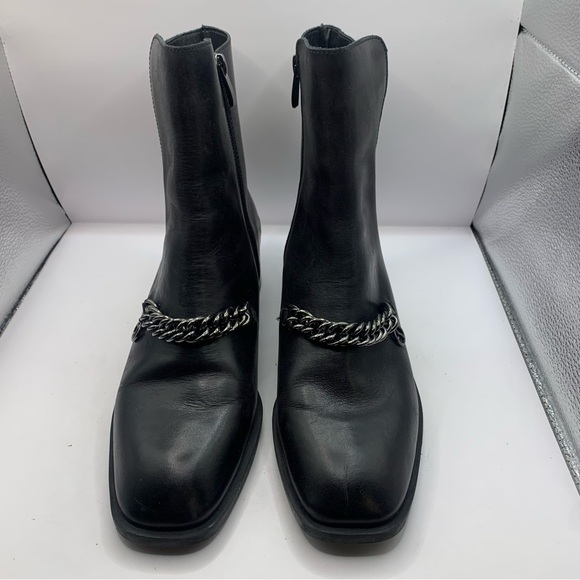 Franco Sarto Caleb Leather Booties square toe size 9M black leather mid ankle - Picture 2 of 9